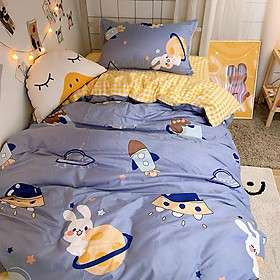 Bộ chăn ga gối cotton LIDACO PL1 - Vũ Trụ Xám (SP001311) - TẶNG VỎ GỐI ÔM