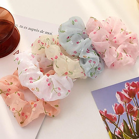 Hình ảnh Dây buộc tóc scrunchies đeo tay cherry nhiều màu