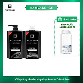 Combo Dầu gội và Sữa tắm Romano Gentleman lịch lãm nam tính 650g/chai