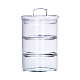 3 Layer Glass Food Jar Salad Fruit Bowl Multipurpose 3 Tier Stacking Jars for Refrigerator