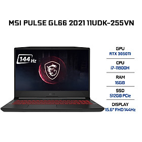 Laptop MSI Pulse GL66 11UDK-255VN (Core i7-11800H/ 16GB (8GBx2) DDR4 3200MHz/ 512GB NVMe PCIe Gen3x4 SSD/ RTX 3050Ti 4GB GDDR6/ 15.6 FHD IPS, 144Hz/ Win10) - Hàng Chính Hãng
