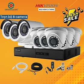 Trọn Bộ Camera 8 Mắt Hikvision 2.0MP Full HD Đầy Đủ Phụ Kiện - Hàng Chính Hãng