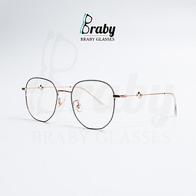 Gọng kính kính cận đa giác thời trang nam nữ Braby thiết kế Titanium cao cấp thanh mảnh họa tiết ngôi sao đặc biệt MK6