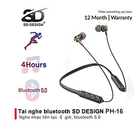 Tai Nghe Bluetooth Quàng Cổ PH-16 SD DESIGN Kiểu Dáng Thể Thao Chống Ồn Bảo Hành 1 năm