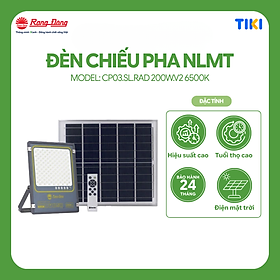 Đèn LED chiếu pha năng lượng mặt trời Rạng Đông công suất cao CP03.SL.RAD 200W/300W/400W/500W, ánh sáng trắng 6500K
