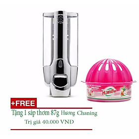 Hộp sữa tắm ,dầu gội  treo tường nhấn 1 bình + Tặng kèm 1 sáp thơm cao cấp 87g Hương Chaming TI834