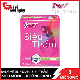 Băng vệ sinh Diana Siêu thấm siêu mỏng không cánh 8 miếng gói