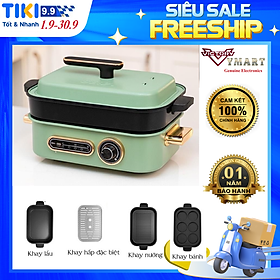 Mua Nồi Lẩu Điện Đa Năng SEKA 1400W - Kết Hợp 4 Trong 1  Lẩu  Nướng  Hấp  Làm bánh  - Kiểm Xoát Nhiệt Độ An Toàn  Làm Nóng Nhanh  Gia Nhiệt Đều  Lớp Phủ Chống Dính Ceramic Cao Cấp - HÀNG CHÍNH HÃNG.