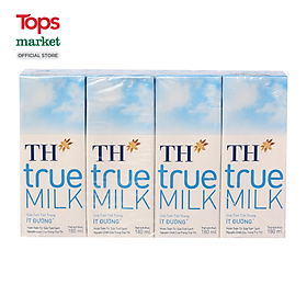 Lốc 4 Hộp Sữa TH True Milk Ít Đường 180ML