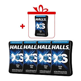 Combo 4 Hộp Kẹo Ngậm Không Đường Halls Xs Hương Bạc Hà 13.8g (Tặng 1 Hộp Cùng Loại)