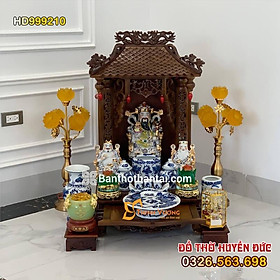 Mua Bộ bàn thờ Thần Tài Mái chùa 1mái Sứ xanh nổi HD999210