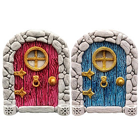 2Pcs 1/12 Fairy Tale Door Dollhouse Furniture for Fairy Garden Yard Art
