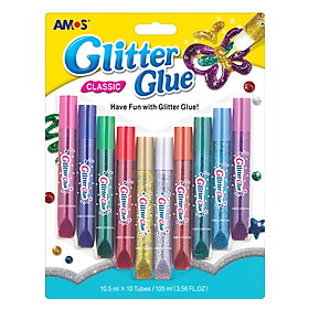 Màu Vẽ Keo Dán Kim Tuyến Glitter Glue AMOS AGG2 10 Màu