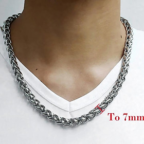 Dây chuyền titan nam cao cấp thời trang rẻ inox thép không gỉ kiểu bông dừa trangsucpt 7mm PTDCNA170