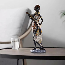 African Lady Figurine Tribal Female Statue Resin for Desktop Home Living Room Decor