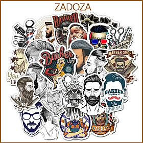 Sticker barber shop decal dán trang trí mũ bảo hiểm, đàn, guitar, ukulele, điện thoại laptop