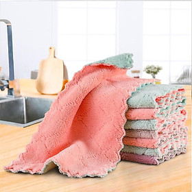 Mua Combo 10 Khăn Lau Bát Đĩa Nhà Bếp Đa Năng 24*15cm  Lau Cốc Chén Bàn Ghế Thấm Nước Chống Dính Dầu Mỡ Chính Hãng Amalife