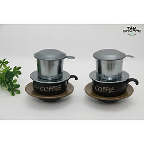 BỘ TÁCH GỐM PHIN CAFE MÀU TITAN SỐ 34