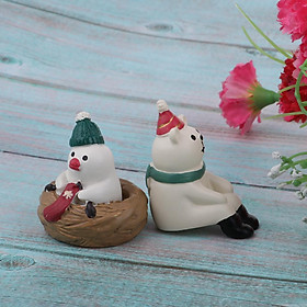 Dollhouse Miniature Accessories Resin Creative Ornaments Polar Bear Penguin Cartoon Animal Figurine Model Desktop Decor 2 Pieces