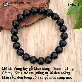 Hình ảnh Vòng phong thủy gỗ Mun Sừng đen bóng (đủ Size) dành cho người có địa vị, thăng tiến trong công việc (BH680)