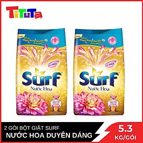 COMBO 2 Gói Bột giặt Surf Hương nước hoa Duyên dáng (Vàng) Gói lớn 5.5kg X2