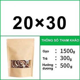 Mua Túi Zip giấy Kraft đáy đứng có cửa sổ vàng đựng thực phẩm nhiều size tiện lợi - Set 50 túi