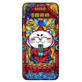 Ốp in cho 	Xiaomi Redmi Note 7 Mèo May Mắn Trắng - Hàng chính hãng