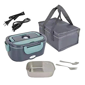 Electric Lunch Box with Spoon and Fork with Storage Bag 1.5L Detachable Bento Box Lunch Container Heating Lunchbox for Traveling Home Car
