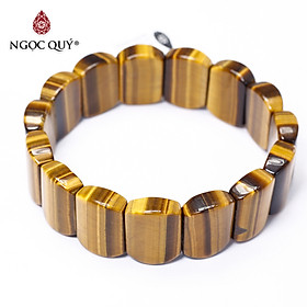 Vòng đá thạch anh mắt hổ vàng nâu bản 14x19mm mệnh thổ, kim - Ngọc Quý Gemstones