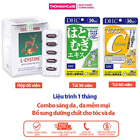 Combo LCystine 60 viên, DHC Adlay 30 viên và Vitamin C DHC 60 viên