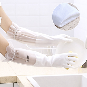 Mua Găng tay cao su lót bông nỉ loại dài - Găng tay rửa bát làm bếp siêu dai không mùi KooBee (NB)