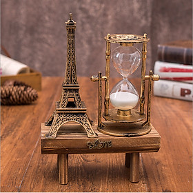 Mua Mô hình tháp Eiffel kèm đồng hồ cát có kệ gỗ trang trí