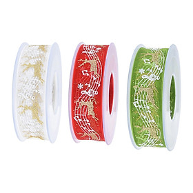 3x Christmas Wired Edge Ribbons Premium Material Cute Accessories DIY Crafts