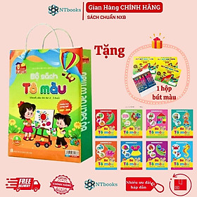 Sách - Bộ Sách Tô Màu phiên bản song ngữ Việt-Anh - Dành cho bé từ 4-5 tuổi (Túi 8 cuốn) Tặng hộp bút sáp 12 màu