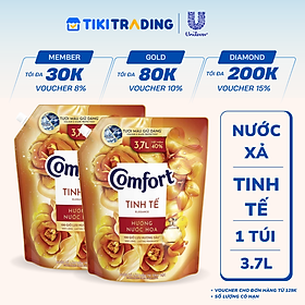 Combo 2 Nước Xả Vải Comfort Thơm Mát Gấp 10 Lần/Hương Nước Hoa 100 Giờ Lưu Hương - Hương Tinh Tế Túi 3.7L
