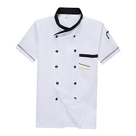 Chef Uniform Jacket Men Women Comfortable Short Sleeve Waiter Waitress Clothes for Cooking Kitchen