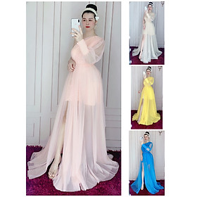 Đầm maxi dự tiệc lệch vai tay dài kết ngọc TRIPBLE T DRESS - size M/L - MS132V