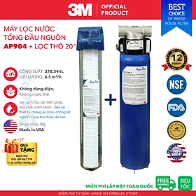 Máy Lọc Nước Tổng 3M PREMIUM AP904 Gấp Đôi Khả Năng Xử Lý Cặn Bẩn, Nước Sạch Sinh Hoạt Chuẩn Mỹ - Nhập Khẩu Mỹ, Hàng Chính Hãng 3M