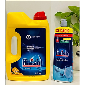 Combo nước làm bóng bát finish 800ml+Bột rửa bát finish 2.5kg dùng cho máy rửa bát