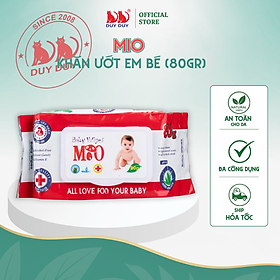 Combo 10 gói Khăn ướt cho bé Baby Mio vải không dệt rayon cao cấp 55 miếng (13.5x20cm) không paraben