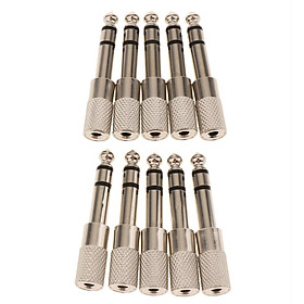 6.5mm(1/4 inch) Male to 3.5mm(1/8 inch) Female Audio Connector (10 Pack)