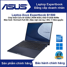 Mua Laptop Asus ExpertBook B1500 (Chip Intel Core i5-1235U | RAM 8GB | SSD 512GB NVMe | 15.6  Full HD | Bảo mật vân tay | Bảo mật TPM 2.0 | Độ bền chuẩn quân đội US) - Hàng Chính Hãng