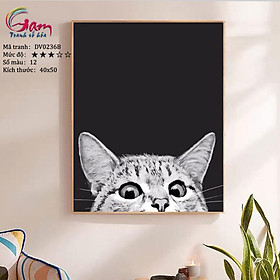 Mua Tranh tô màu theo số sơn dầu số hóa Mèo xám tinh nghịch DV0236B