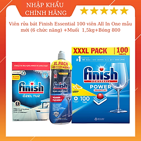 Combo 90 Viên rửa bát Finish All in 1 + Muối Finish 1