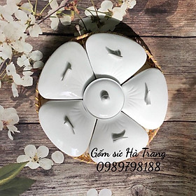 Mua Khay đựng bánh kẹo   mứt tết gốm sứ Bát Tràng cao cấp hình hoa mai