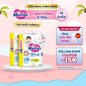 Combo 2 tã/bỉm quần merries jumbo đủ size l56/xl50/xxl32