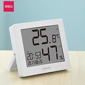 Mua Nhiệt ẩm kế điện tử Deli - Đo nhiệt độ  độ ẩm trong nhà  phòng ngủ cho bé - Tích hợp đồng hồ xem giờ  ngày tháng - 8813