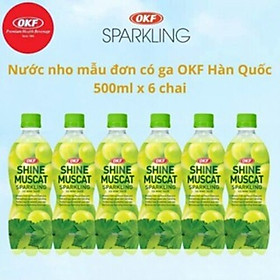 Nước có ga nho mẫu đơn sparkling OKF Hàn Quốc 500ML x 6 chai