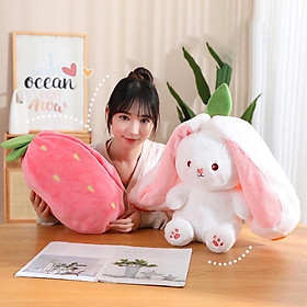 Mua Hàng Loại 1 - Thỏ Bông Trái Cây Tai Úp Quả Dâu Hàng Cao Cấp Vải Nhung Mịn Dày Dặn