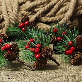 Mua Cành lá thông quả đỏ trang trí noel giáng sinh DF541 ( GIÁ BÁN 1 NHÁNH LÁ NHỎ